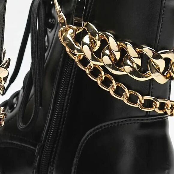 Gold Chain Boot Anklet – Edgy Statement Shoe Accessory for Boots & Heels - Picture 5 of 8